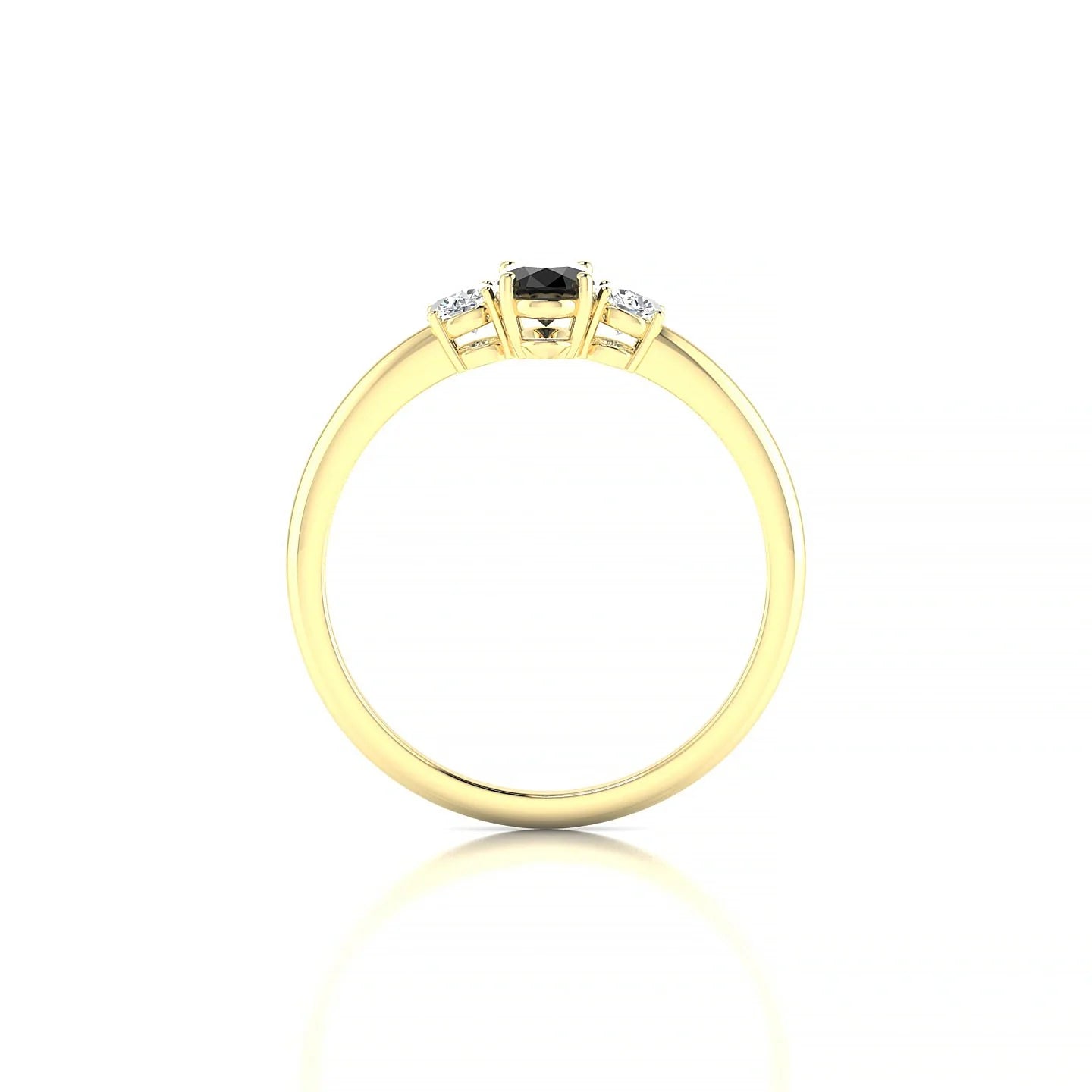 Trio | 18k Yellow Gold 6 x 4 mm Oval Black Diamond Ring