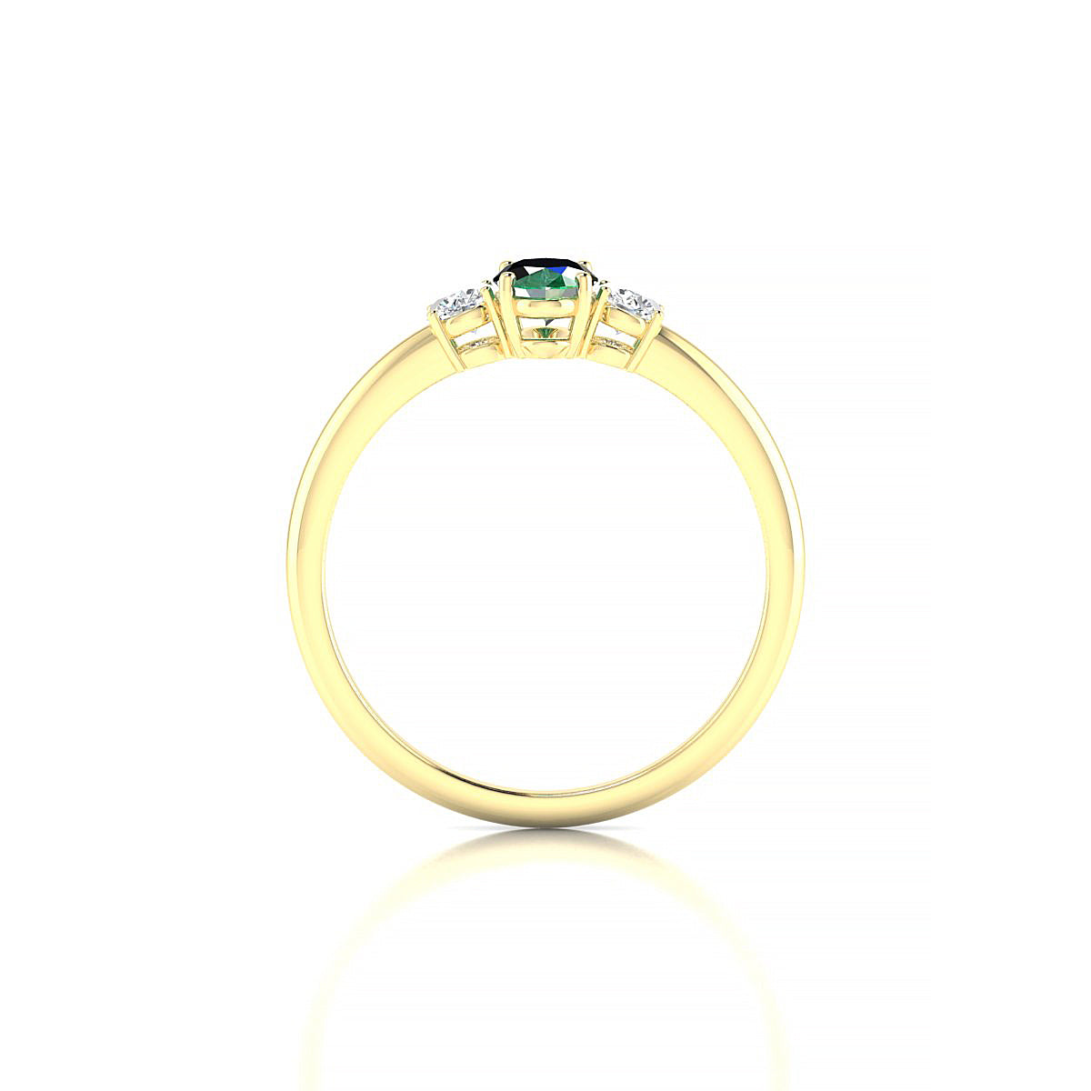 Trio | 18k Yellow Gold 6 x 4 mm Oval Emerald Ring