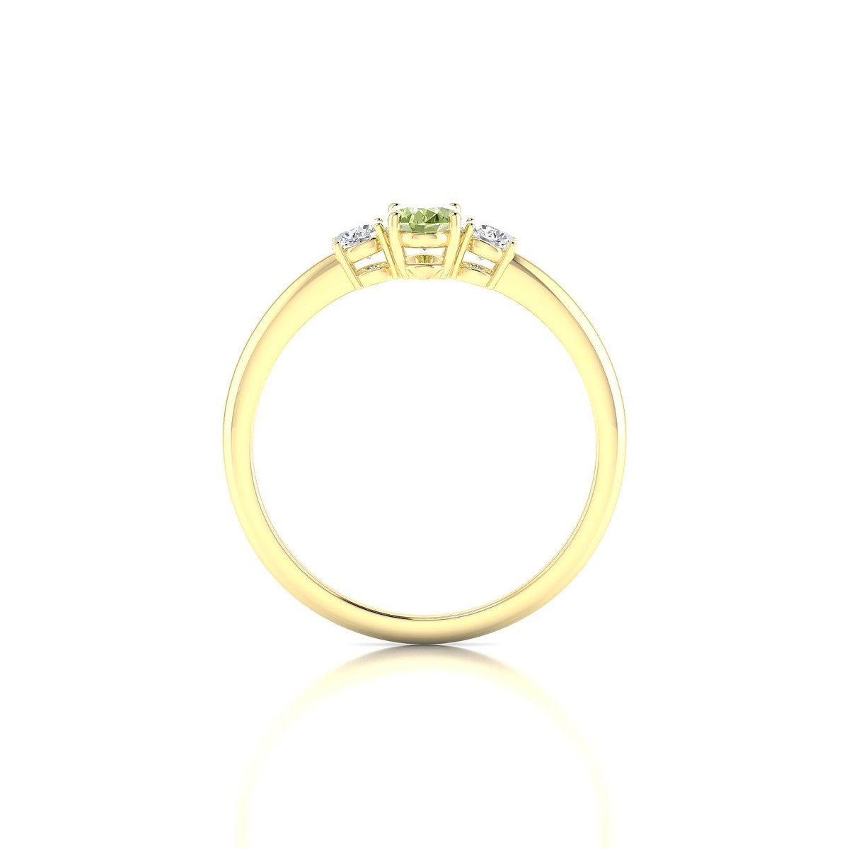 Trio | 18k Yellow Gold 6 x 4 mm Oval Peridot Ring