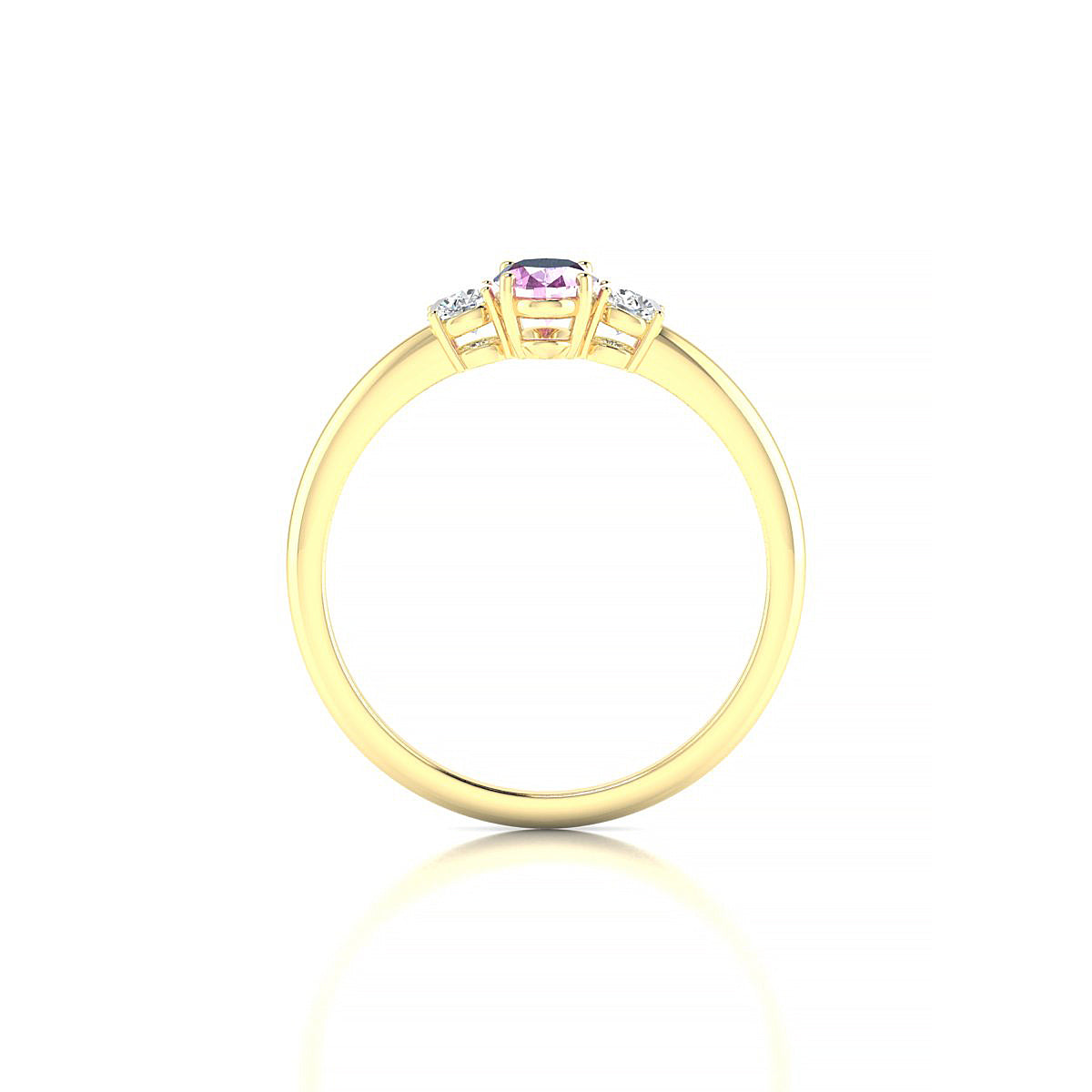 Trio | 18k Yellow Gold 6 x 4 mm Oval Pink Sapphire Ring
