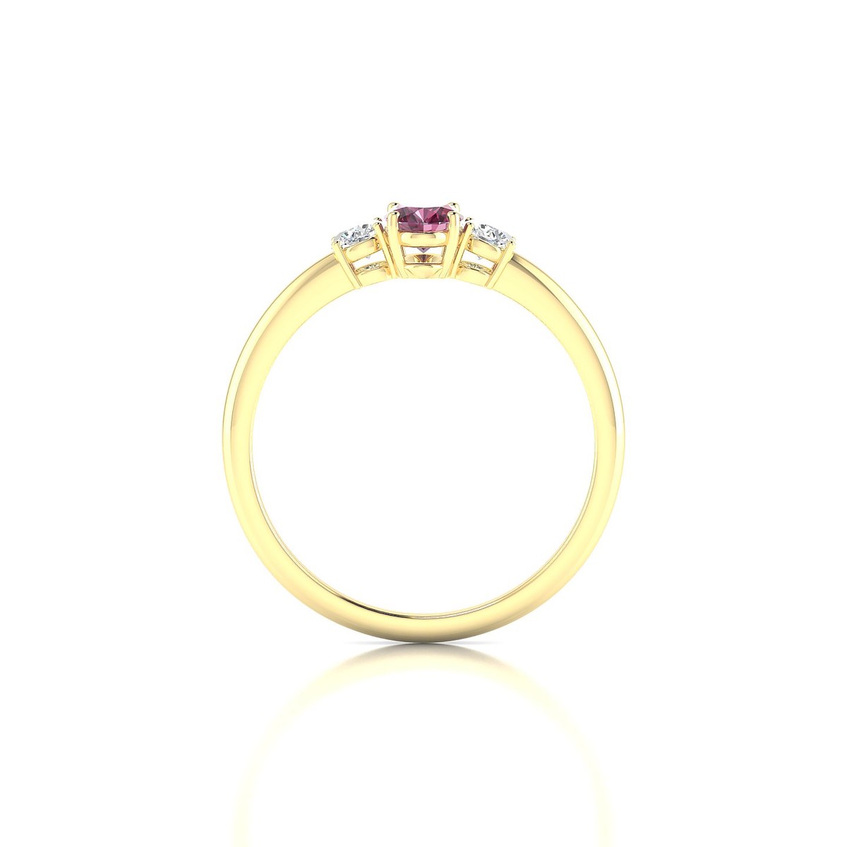 Trio | 18k Yellow Gold 6 x 4 mm Oval Rhodolite Ring