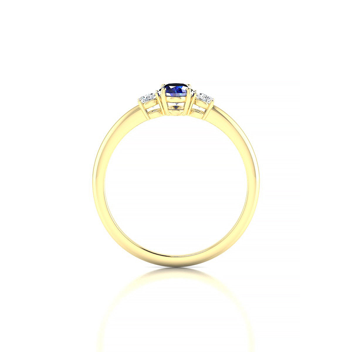 Trio | 18k Yellow Gold 6 x 4 mm Oval Sapphire Ring