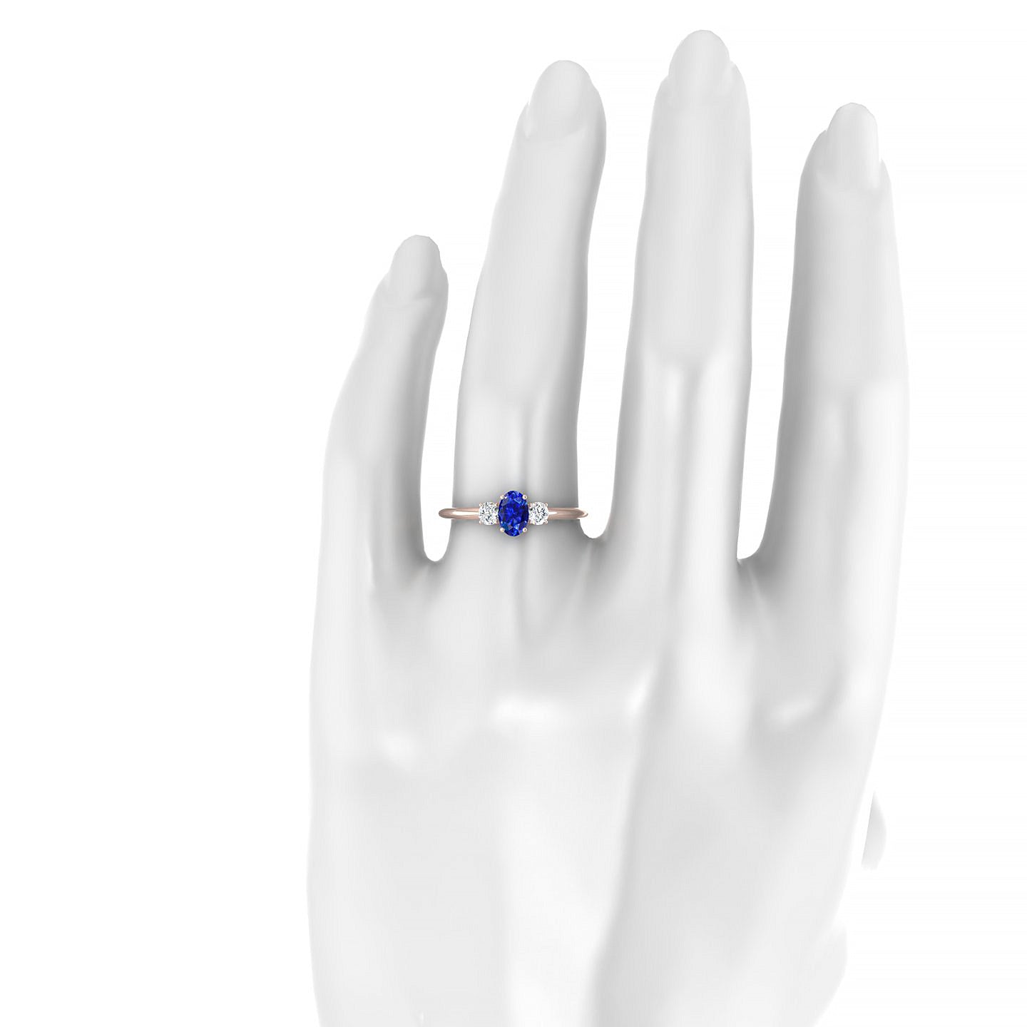 Trio | 18k Rose Gold 6 x 4 mm Oval Sapphire Ring