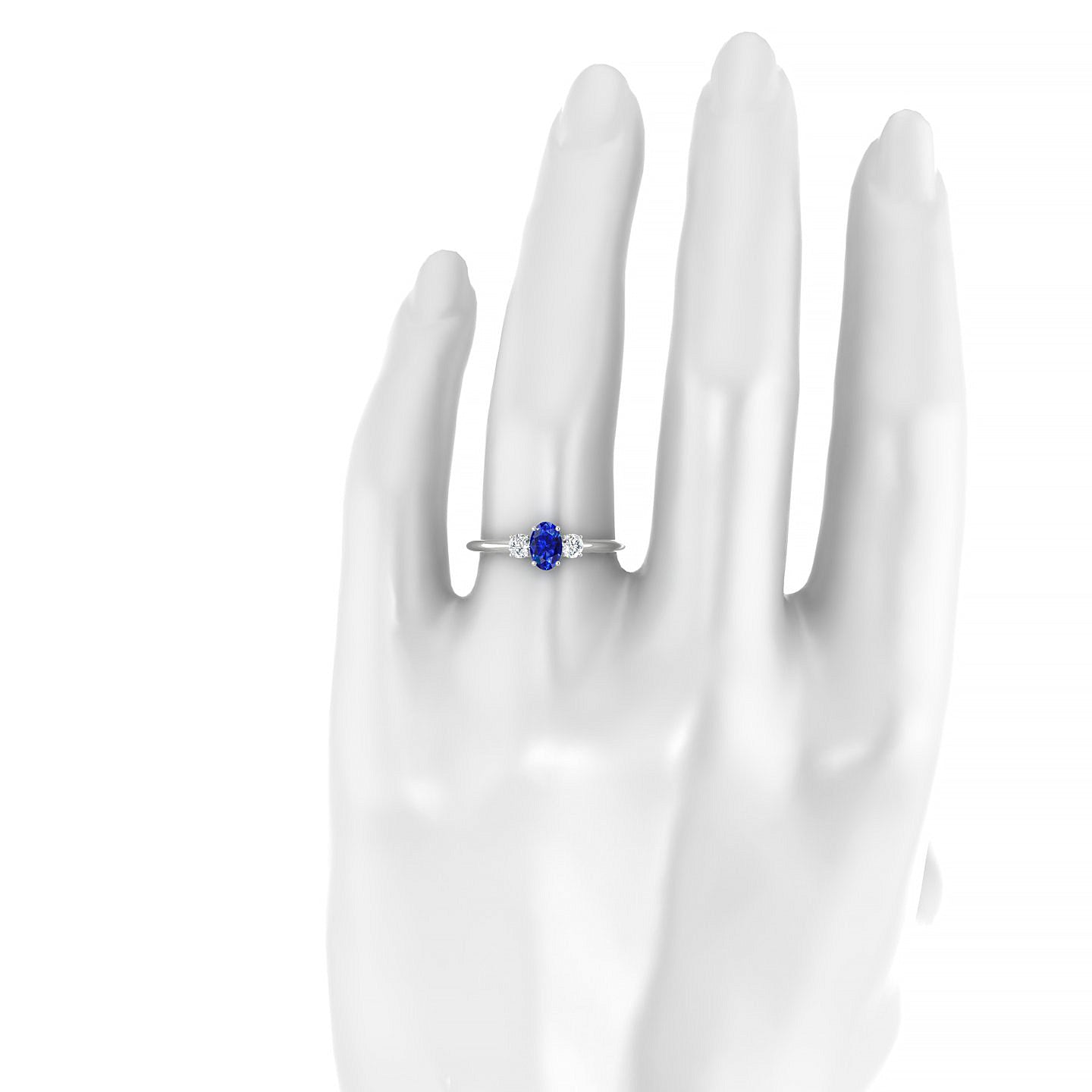Trio | 18k White Gold 6 x 4 mm Oval Sapphire Ring