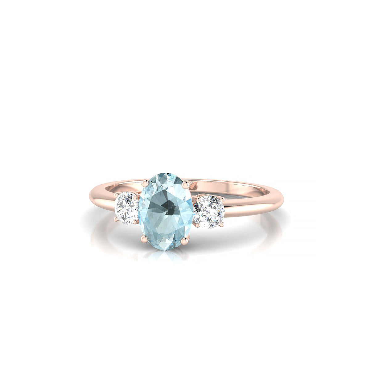Trio | 18k Rose Gold 7 x 5 mm Oval Aquamarine Ring