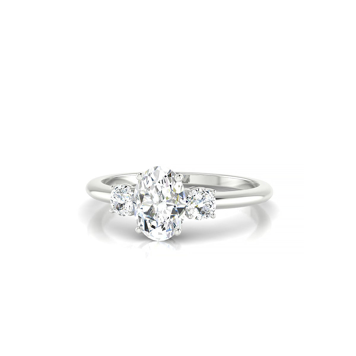 Trio | 18k White Gold 7 x 5 mm Oval Diamond Ring