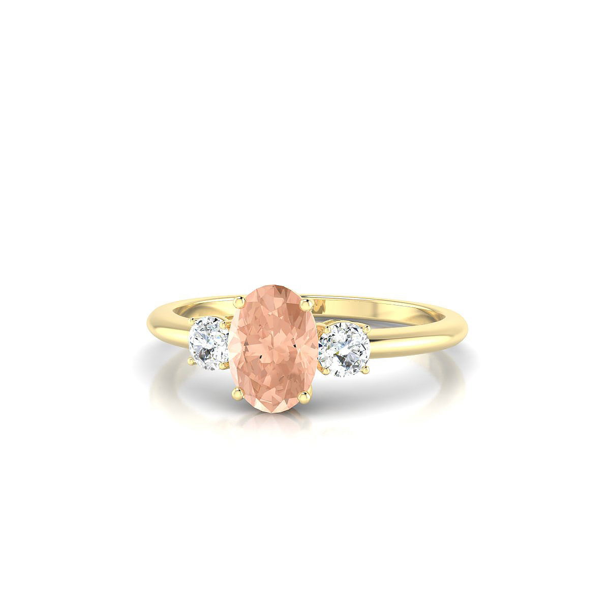 Trio | 18k Yellow Gold 7 x 5 mm Oval Morganite Ring