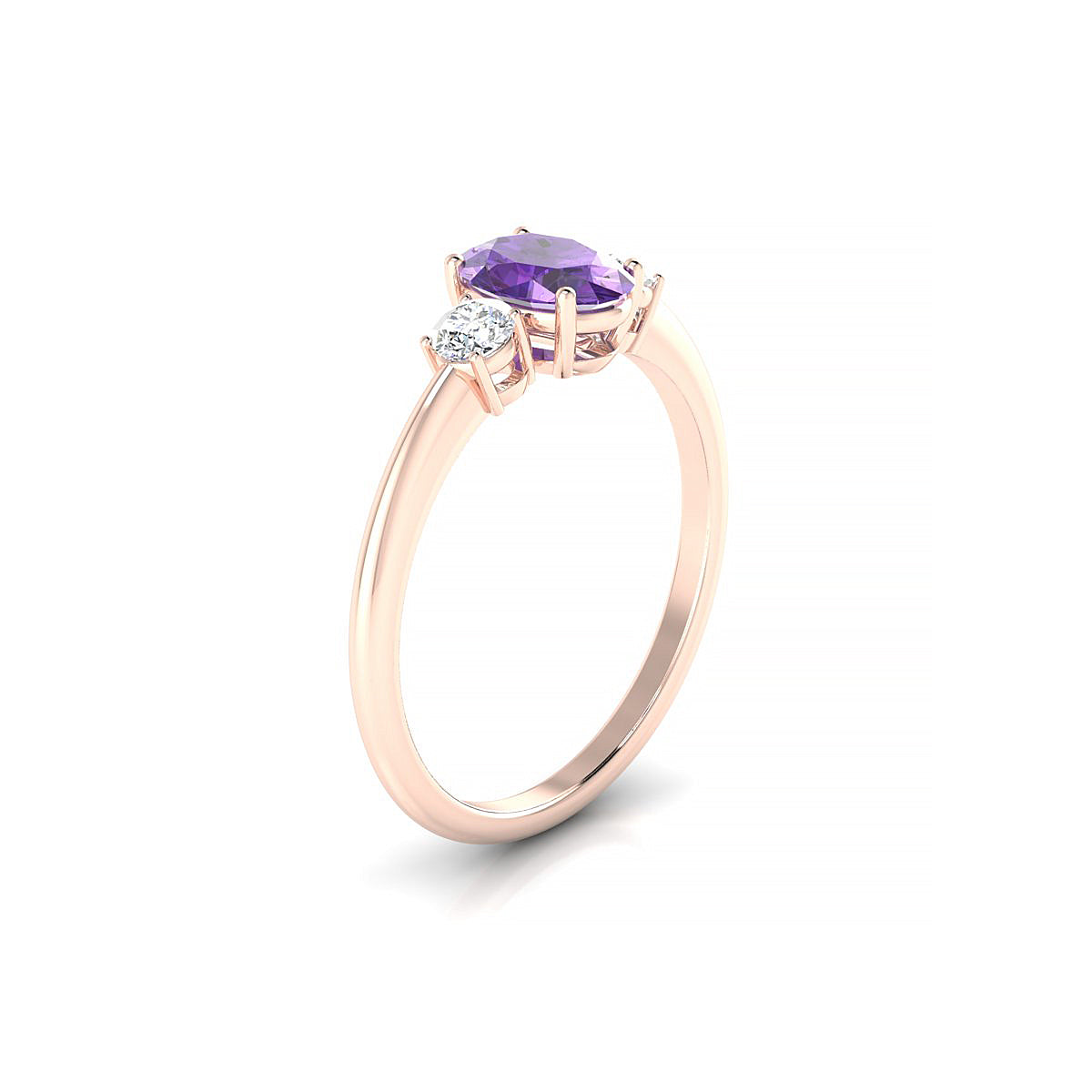Trio | 18k Rose Gold 7 x 5 mm Oval Amethyst Ring