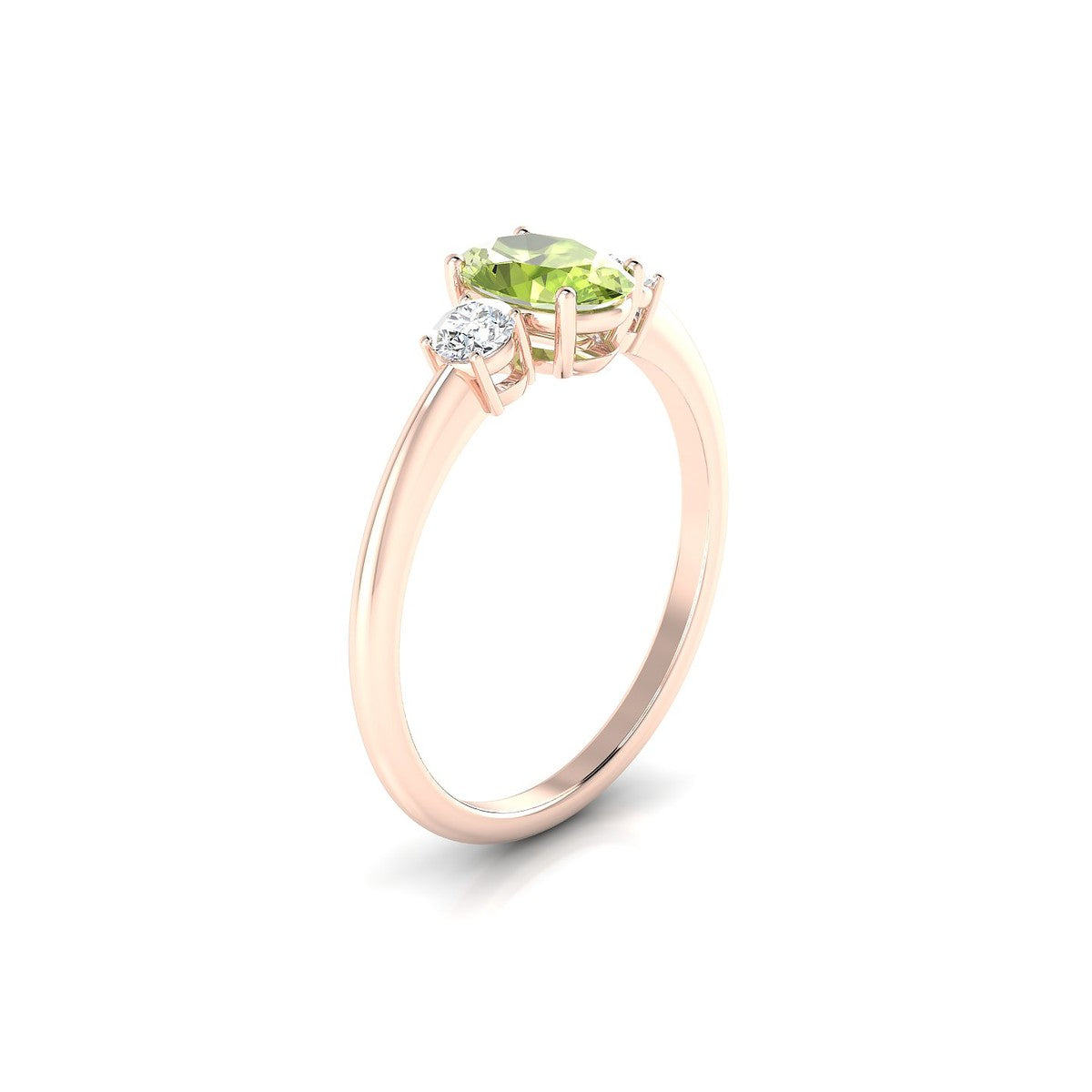 Trio | 18k Rose Gold 7 x 5 mm Oval Peridot Ring