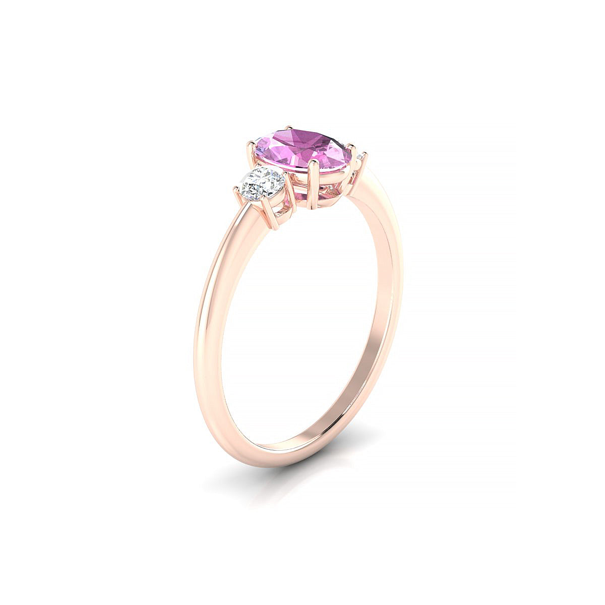 Trio | 18k Rose Gold 7 x 5 mm Oval Pink Sapphire Ring
