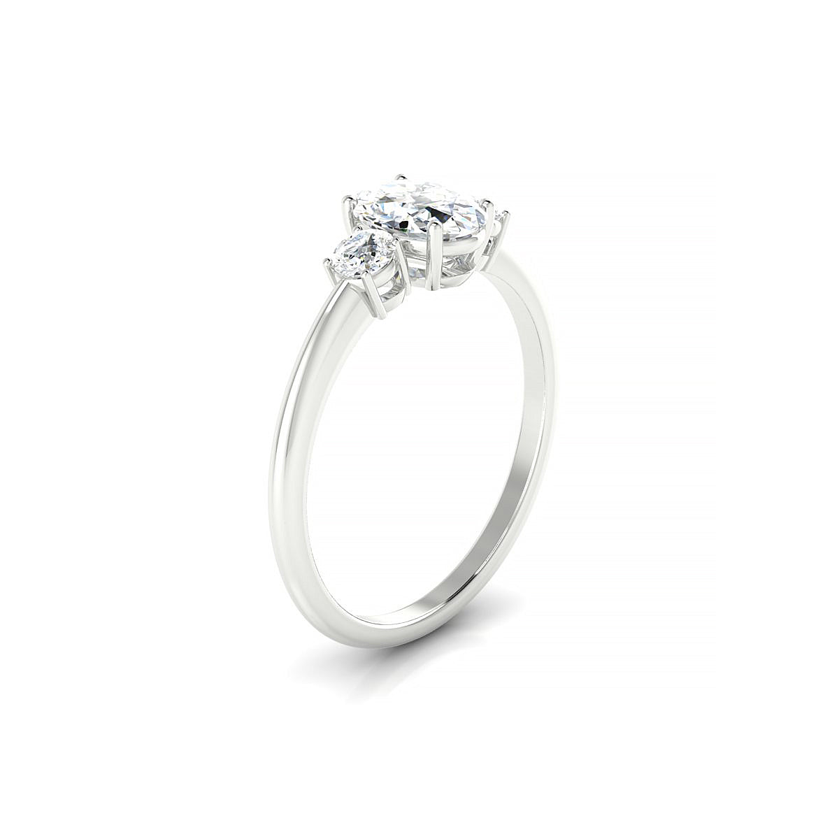Trio | 18k White Gold 7 x 5 mm Oval Diamond Ring