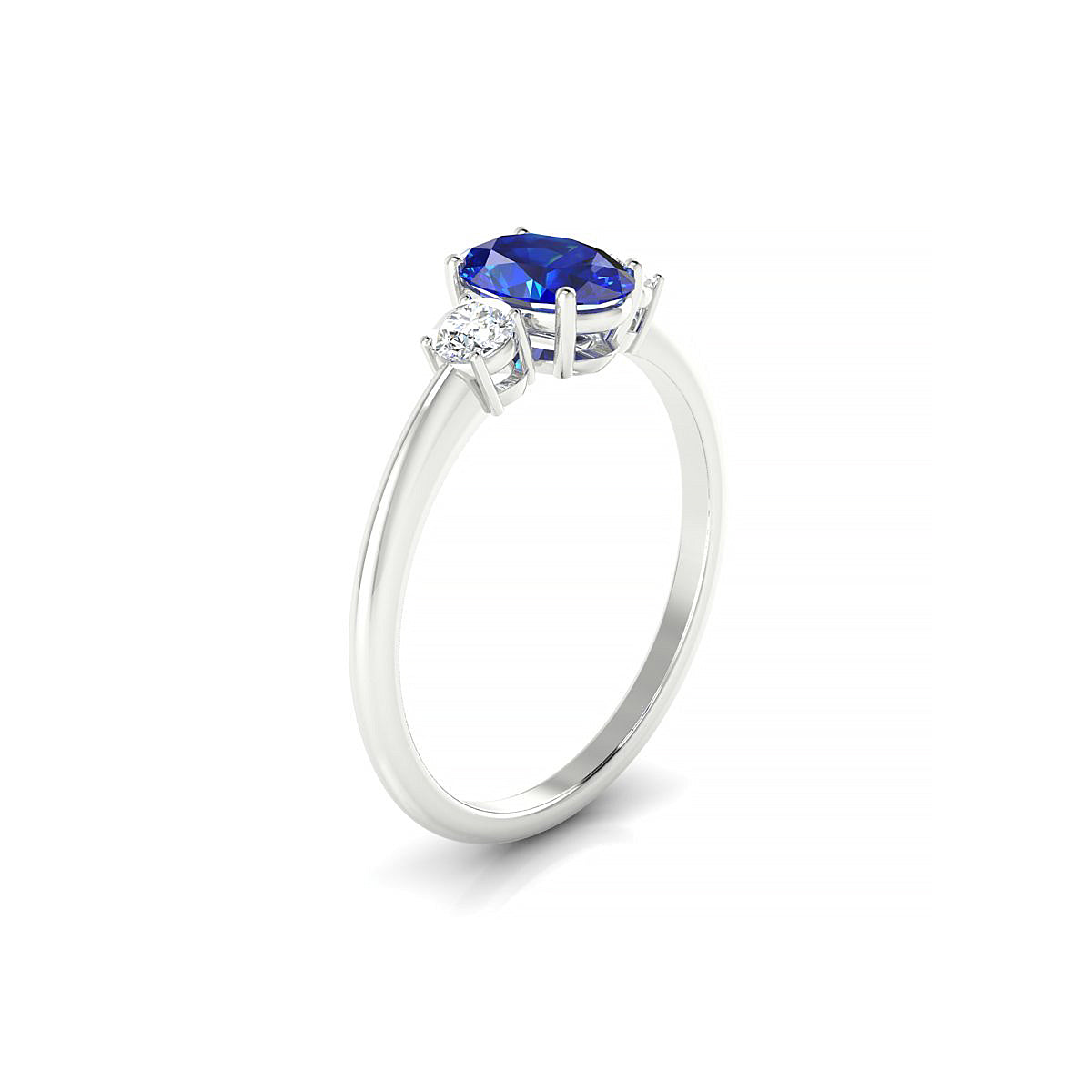 Trio | 18k White Gold 7 x 5 mm Oval Sapphire Ring