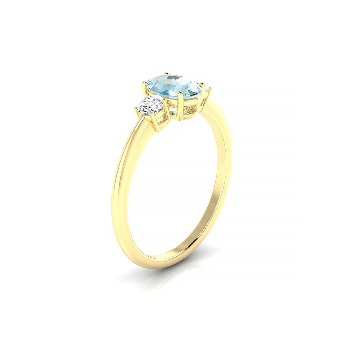 Trio | 18k Yellow Gold 7 x 5 mm Oval Aquamarine Ring