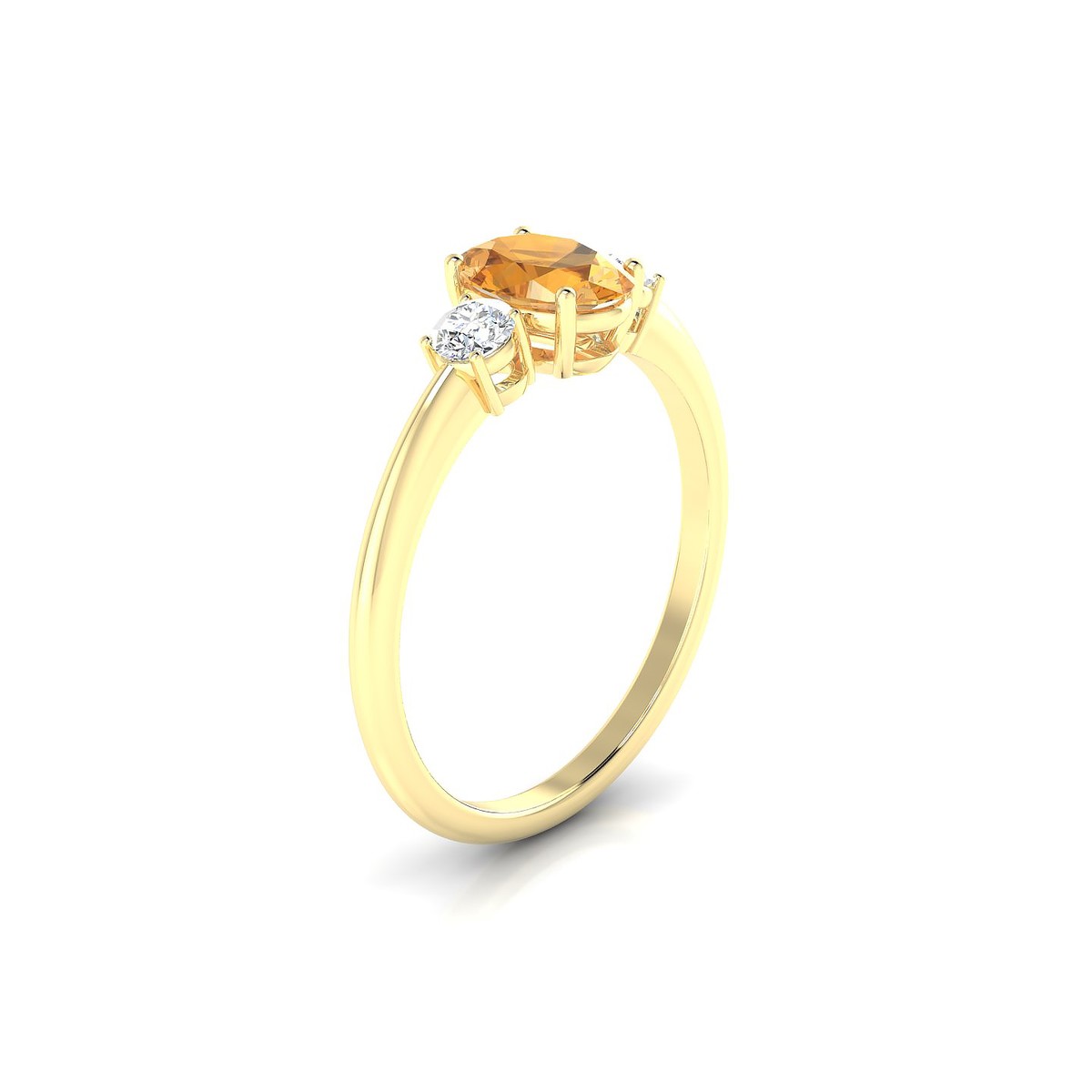 Trio | 18k Yellow Gold 7 x 5 mm Oval Citrine Ring