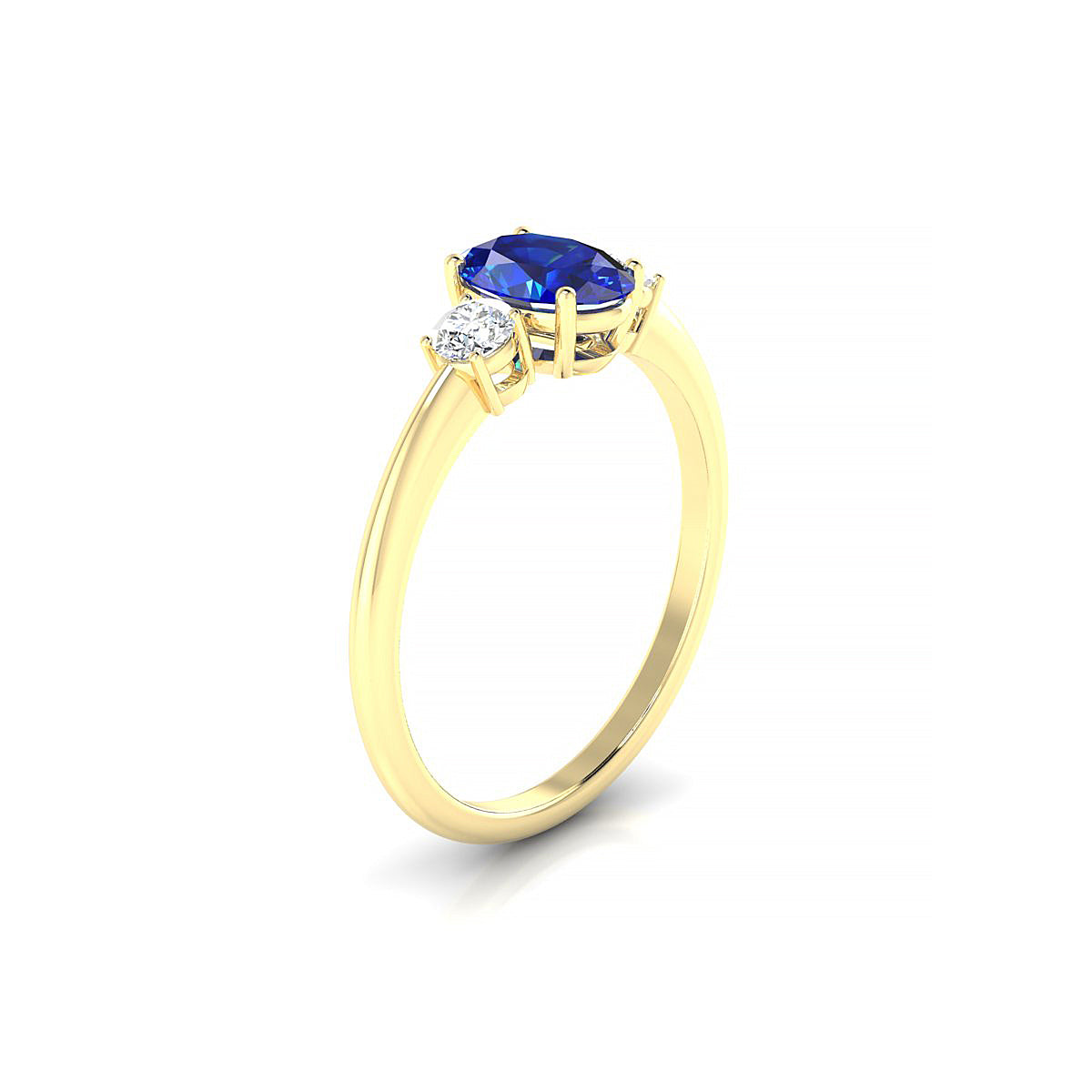 Trio | 18k Yellow Gold 7 x 5 mm Oval Sapphire Ring