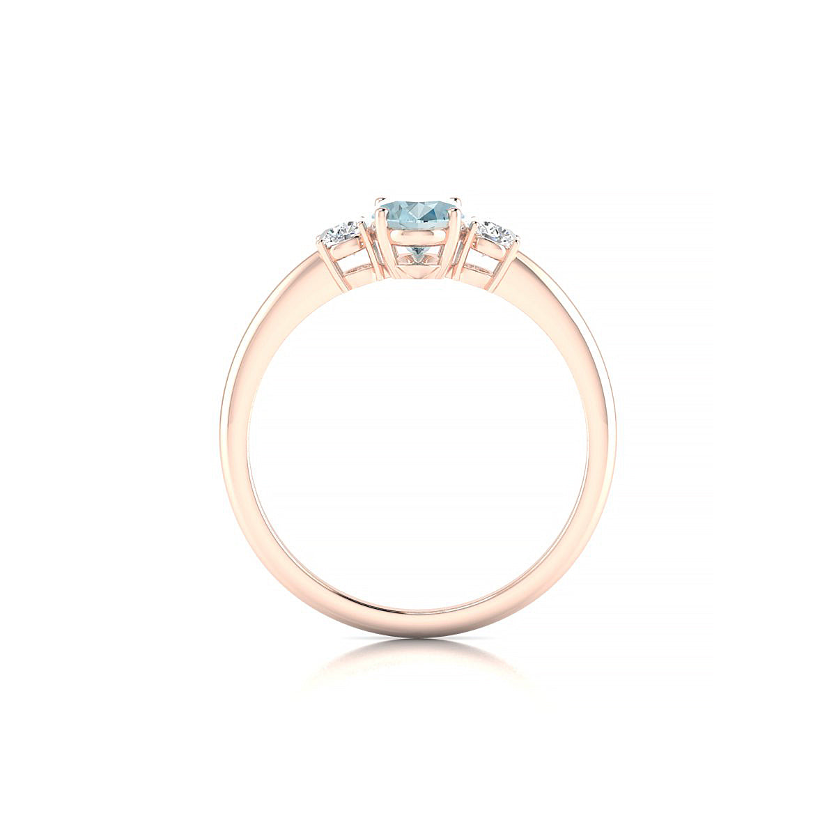 Trio | 18k Rose Gold 7 x 5 mm Oval Aquamarine Ring