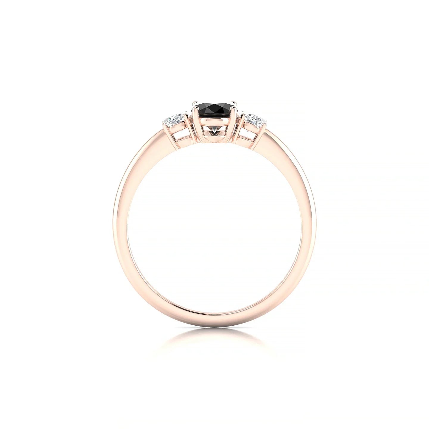 Trio | 18k Rose Gold 7 x 5 mm Oval Black Diamond Ring