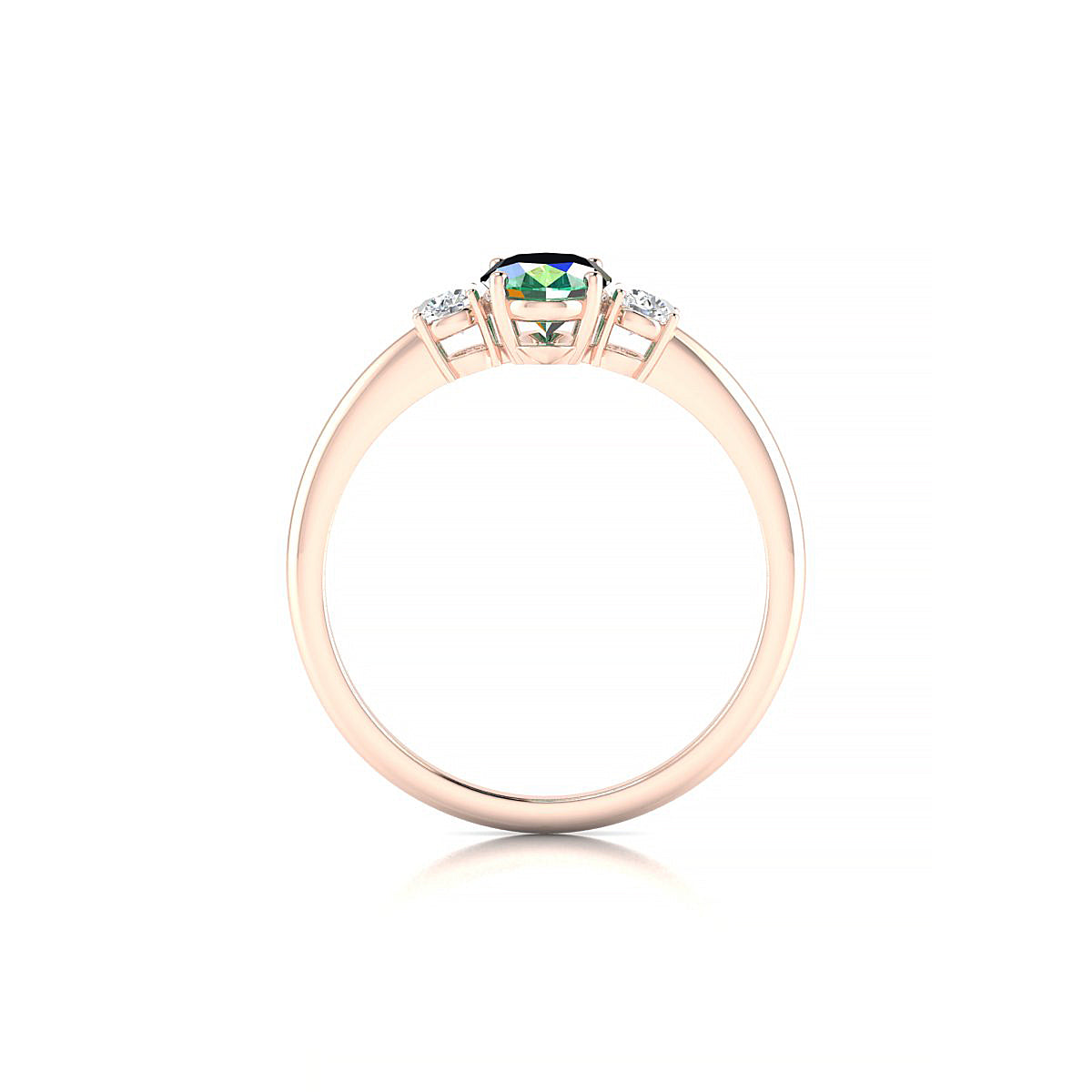 Trio | 18k Rose Gold 7 x 5 mm Oval Emerald Ring