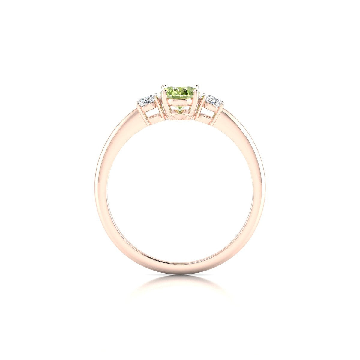 Trio | 18k Rose Gold 7 x 5 mm Oval Peridot Ring
