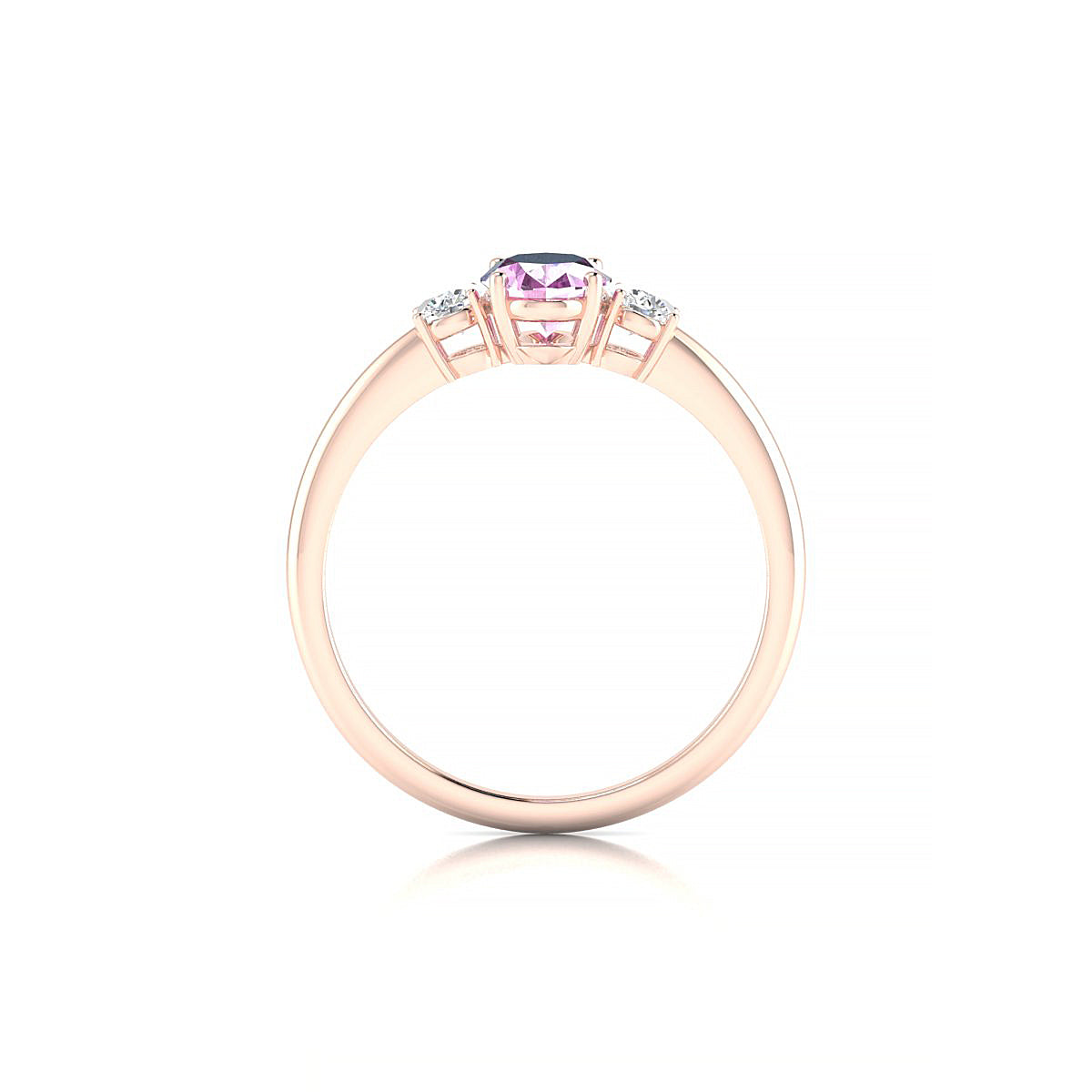 Trio | 18k Rose Gold 7 x 5 mm Oval Pink Sapphire Ring