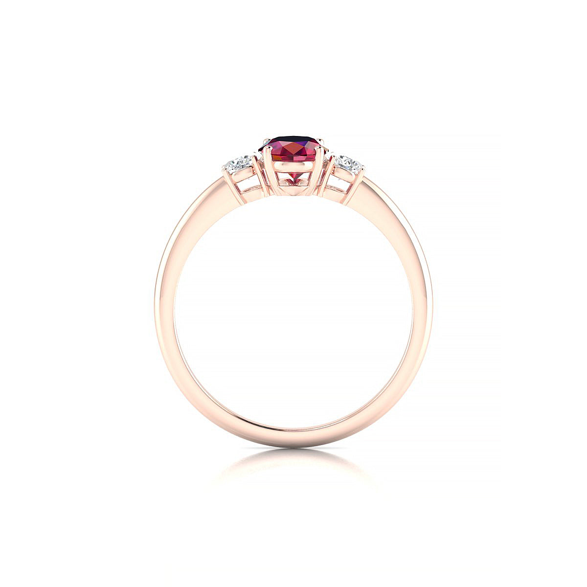 Trio | 18k Rose Gold 7 x 5 mm Oval Ruby Ring