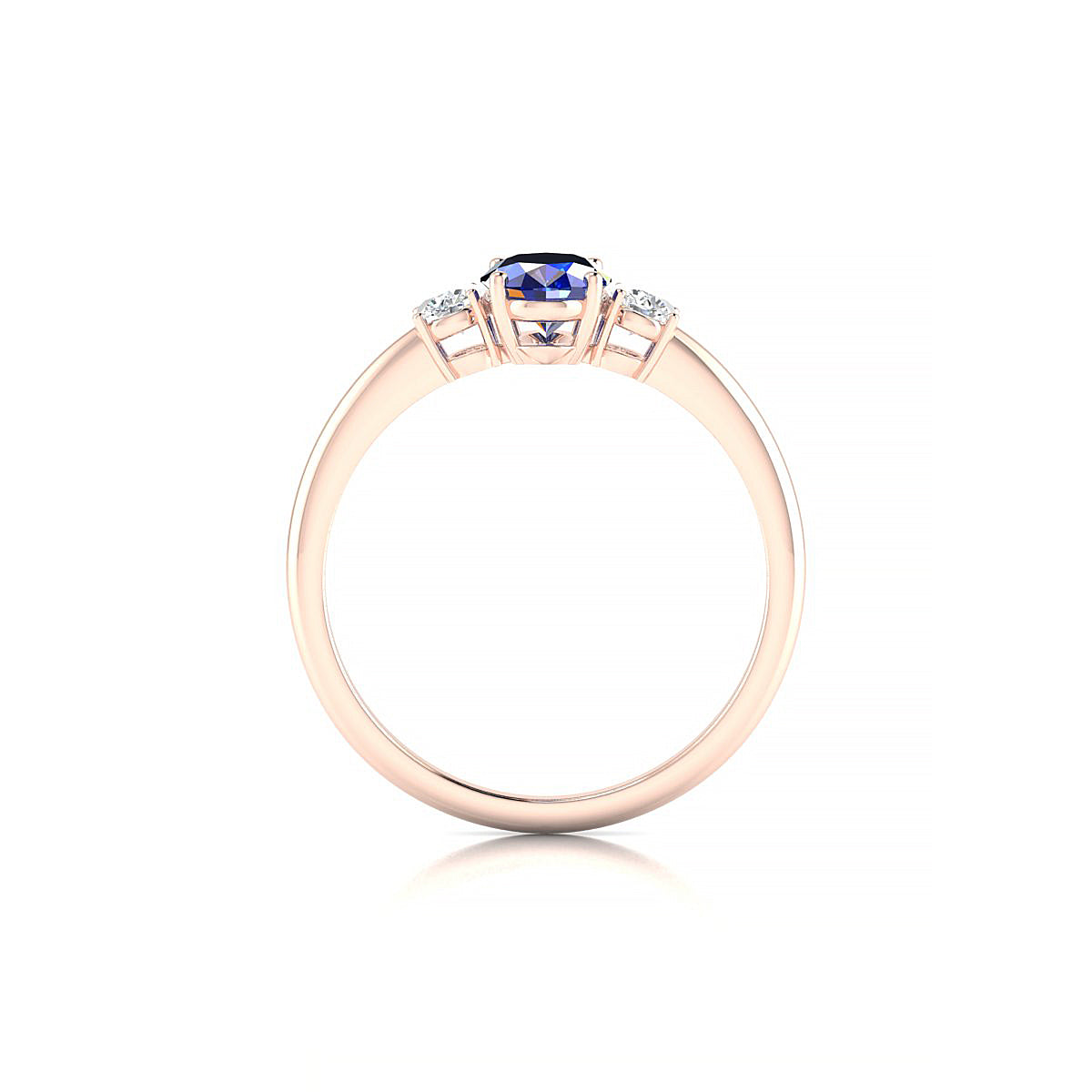 Trio | 18k Rose Gold 7 x 5 mm Oval Sapphire Ring