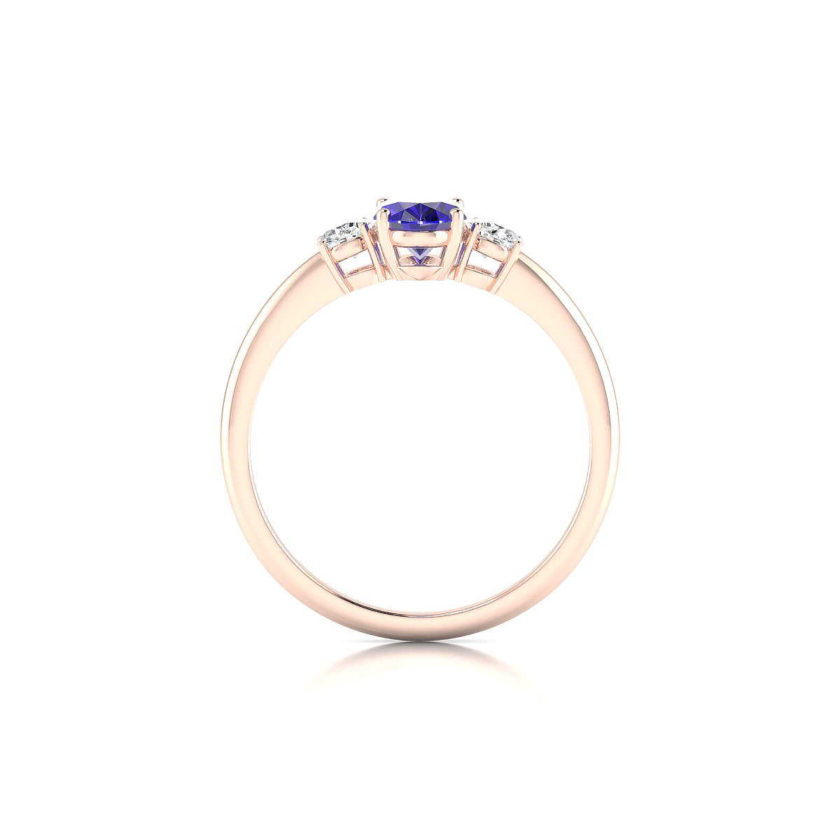 Trio | 18k Rose Gold 7 x 5 mm Oval Tanzanite Ring