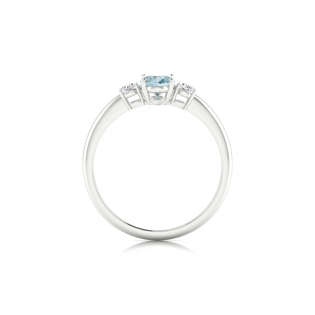 Trio | 18k White Gold 7 x 5 mm Oval Aquamarine Ring