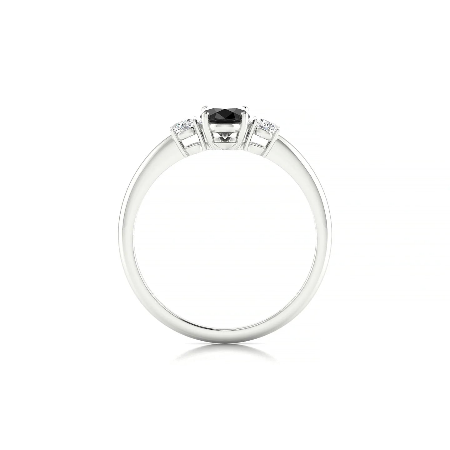 Trio | 18k White Gold 7 x 5 mm Oval Black Diamond Ring