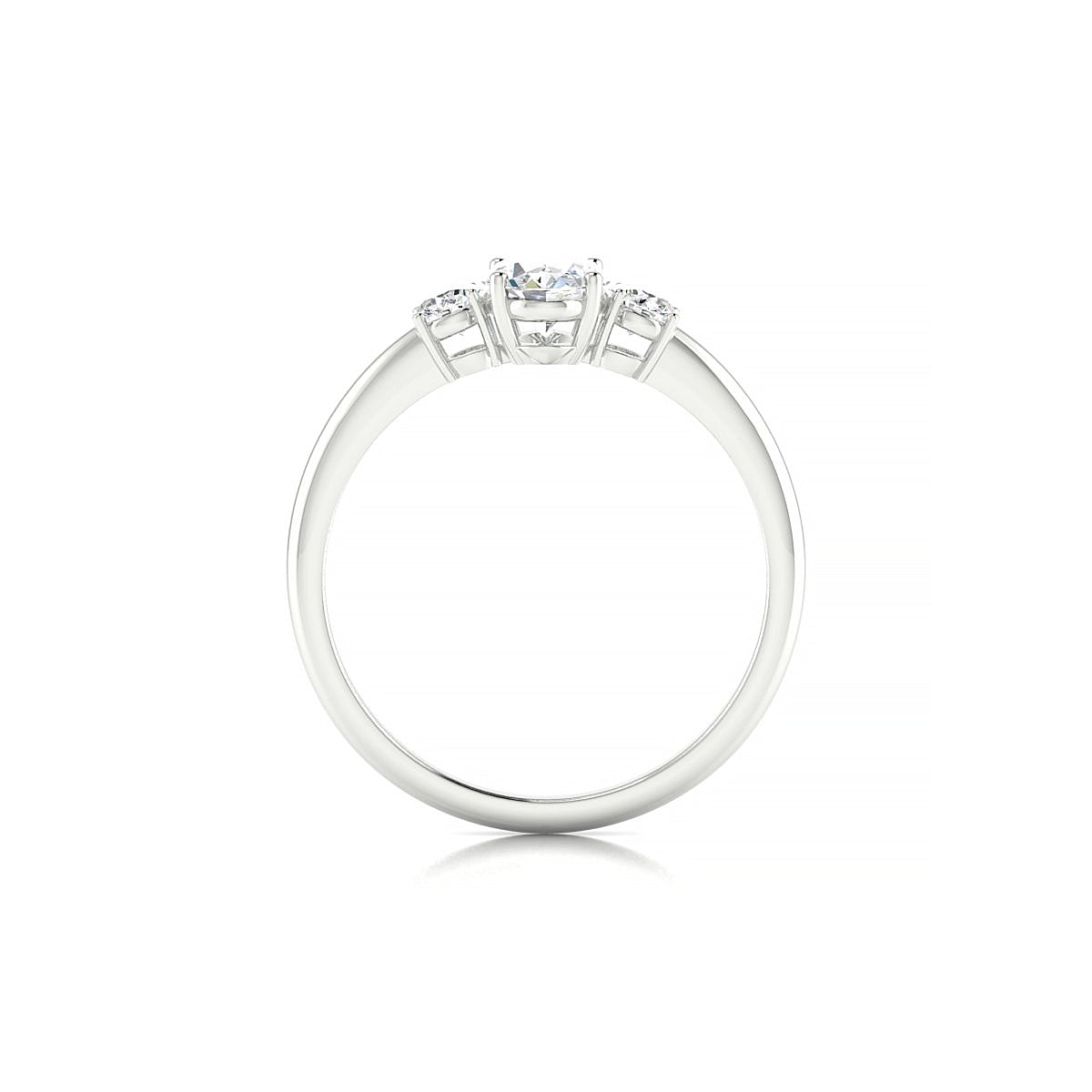 Trio | 18k White Gold 7 x 5 mm Oval Diamond Ring