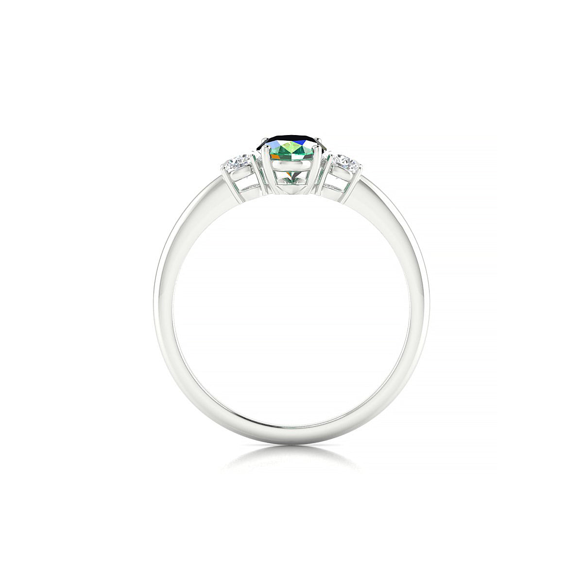 Trio | 18k White Gold 7 x 5 mm Oval Emerald Ring