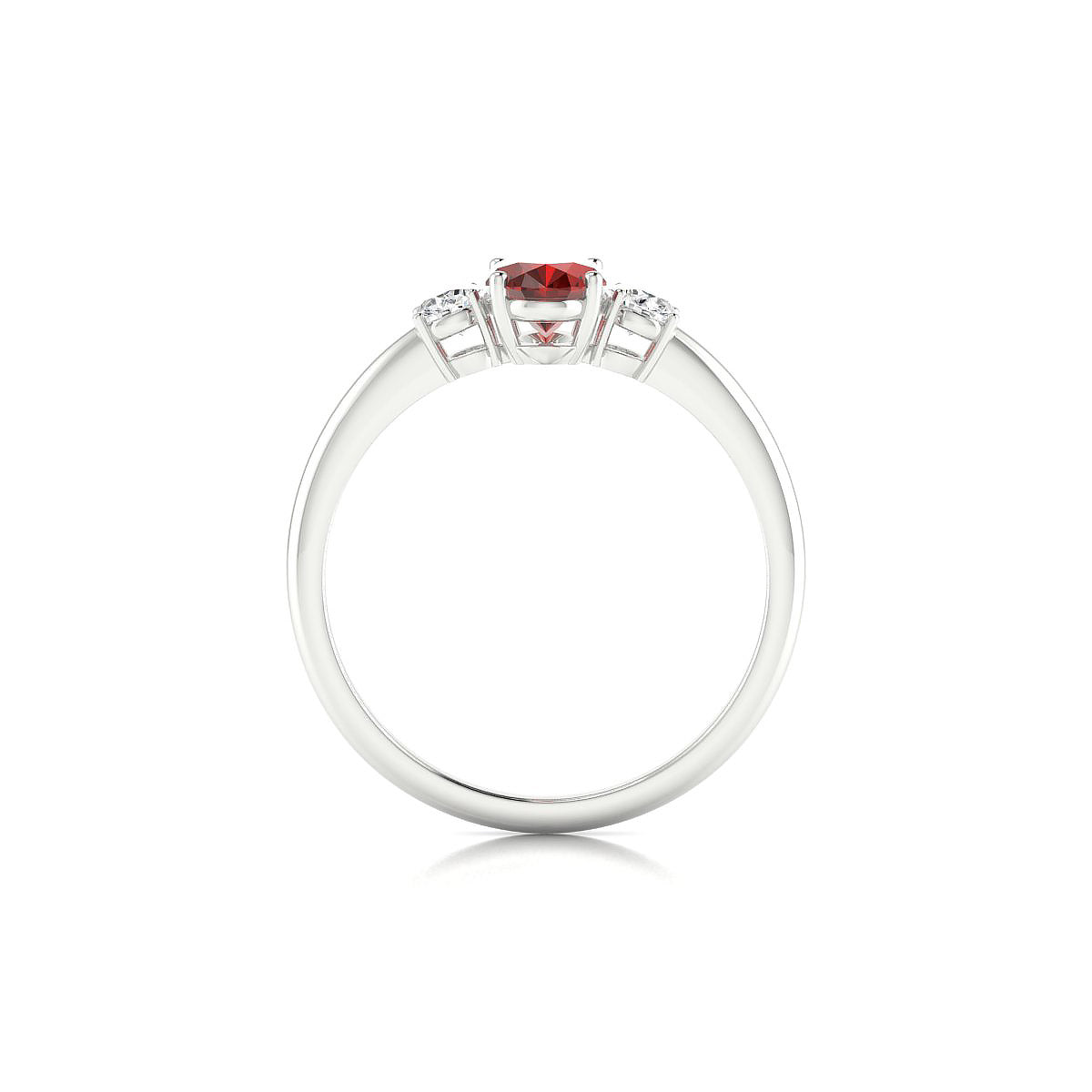Trio | 18k White Gold 7 x 5 mm Oval Garnet Ring