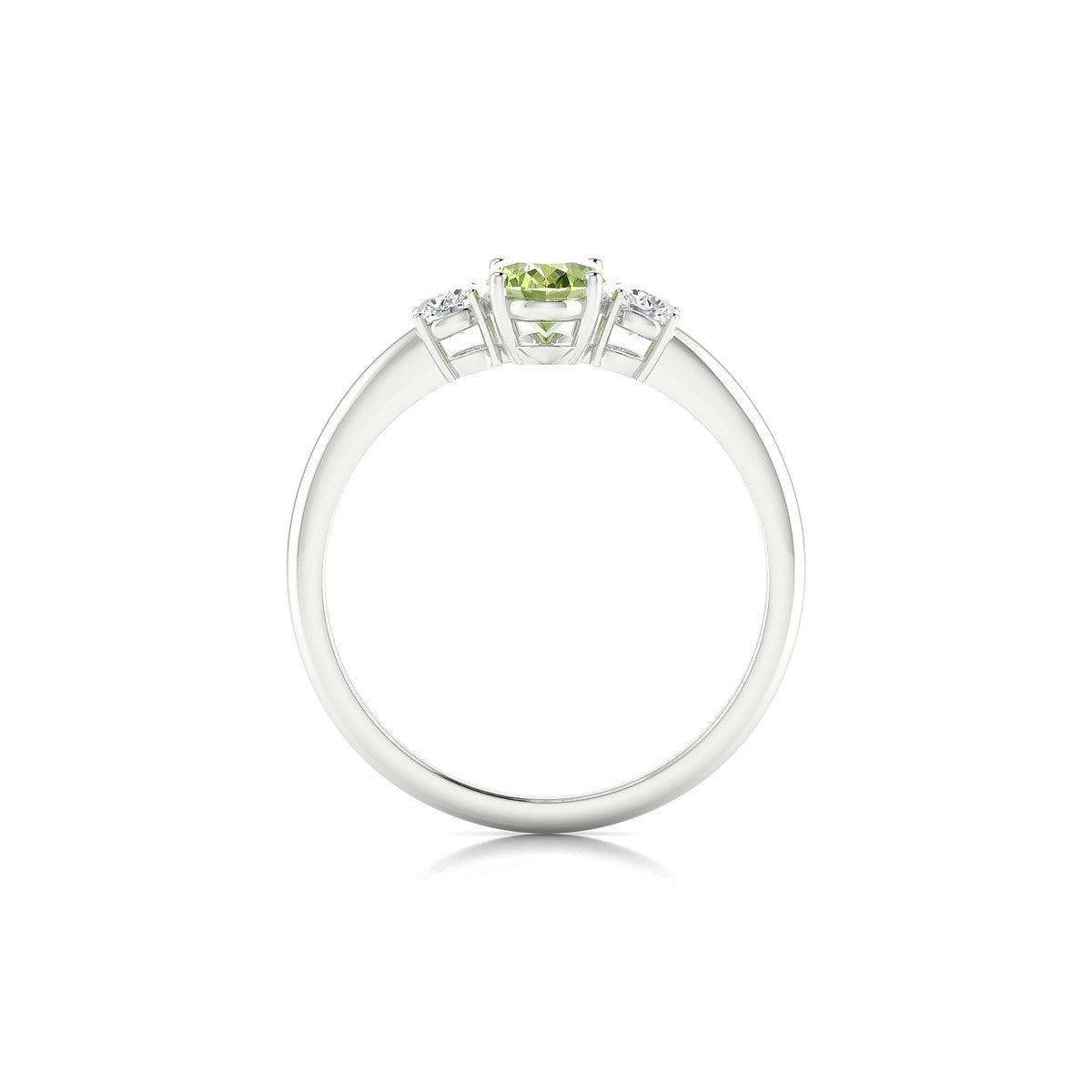 Trio | 18k White Gold 7 x 5 mm Oval Peridot Ring