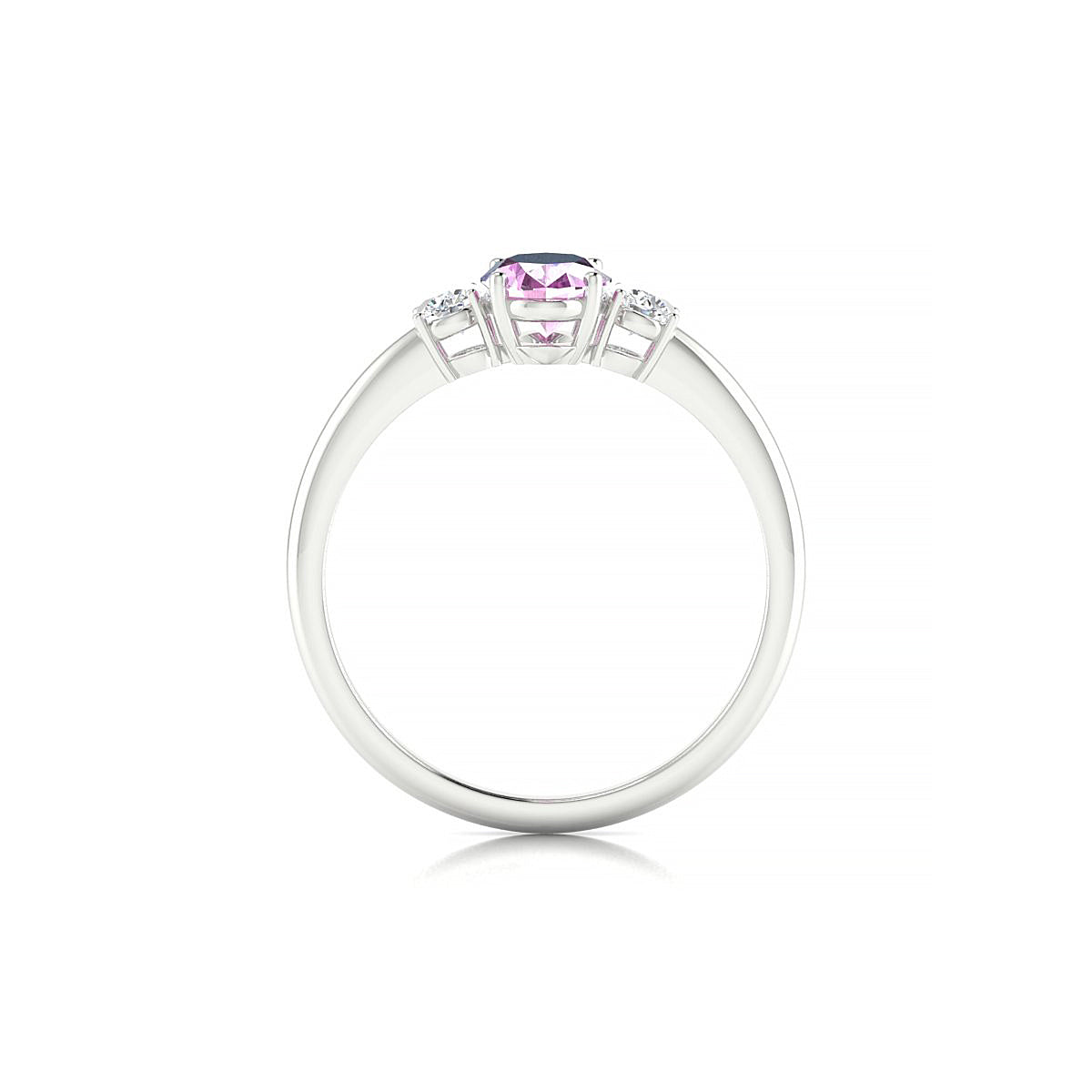Trio | 18k White Gold 7 x 5 mm Oval Pink Sapphire Ring
