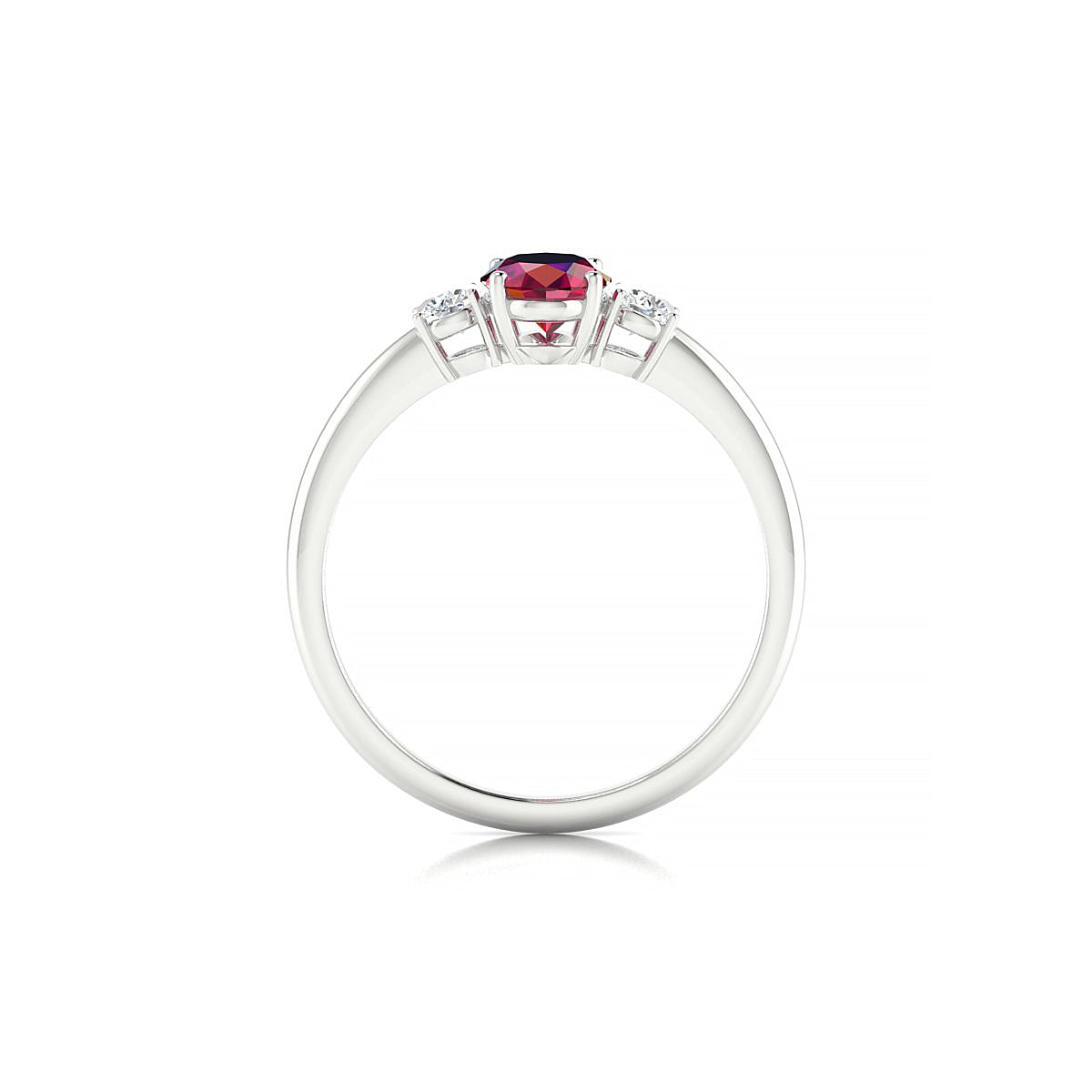 Trio | 18k White Gold 7 x 5 mm Oval Ruby Ring