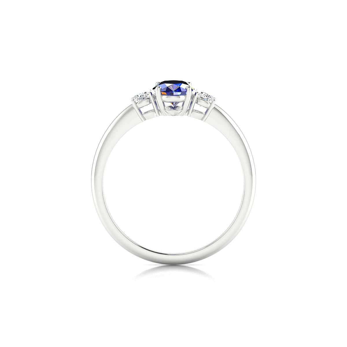 Trio | 18k White Gold 7 x 5 mm Oval Sapphire Ring