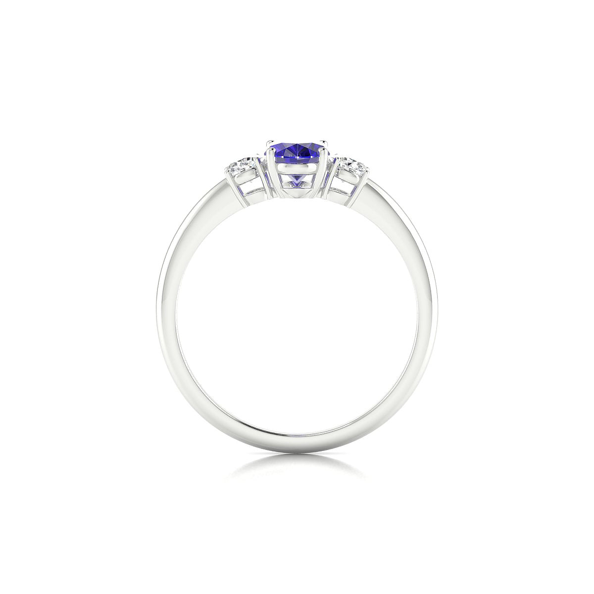 Trio | 18k White Gold 7 x 5 mm Oval Tanzanite Ring