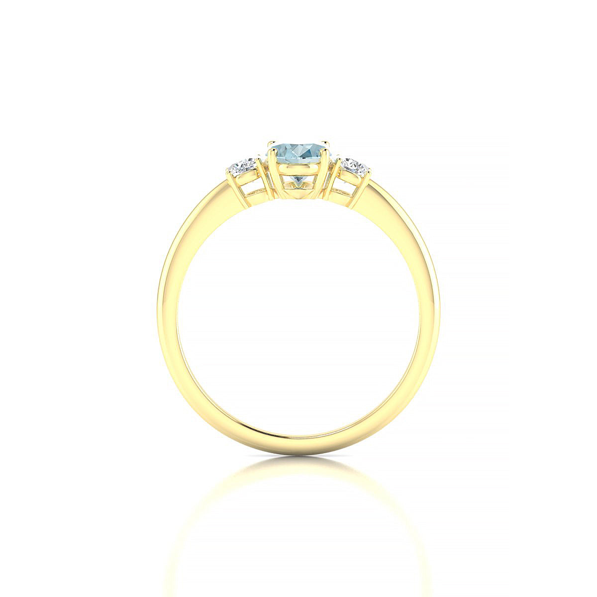 Trio | 18k Yellow Gold 7 x 5 mm Oval Aquamarine Ring