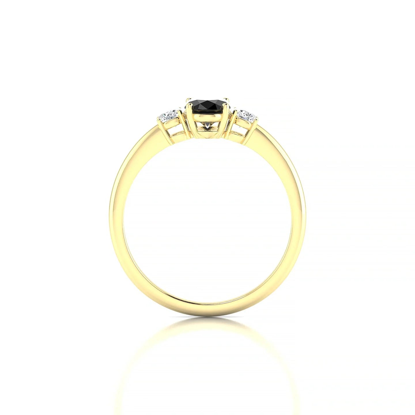 Trio | 18k Yellow Gold 7 x 5 mm Oval Black Diamond Ring