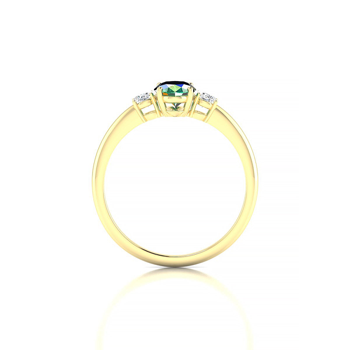 Trio | 18k Yellow Gold 7 x 5 mm Oval Emerald Ring