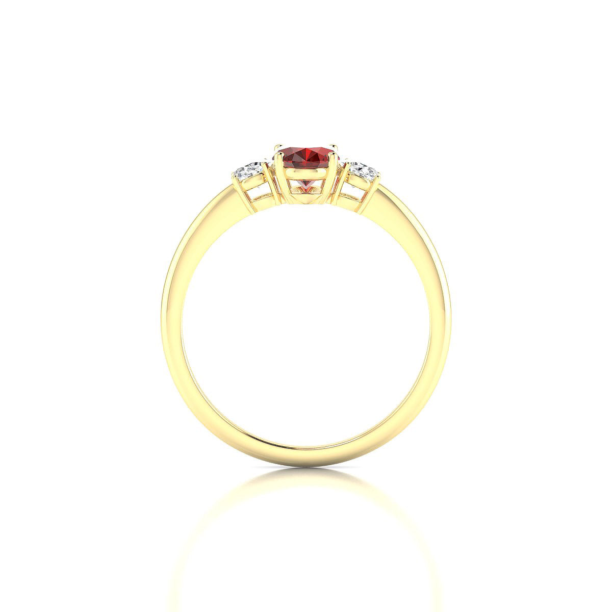 Trio | 18k Yellow Gold 7 x 5 mm Oval Garnet Ring