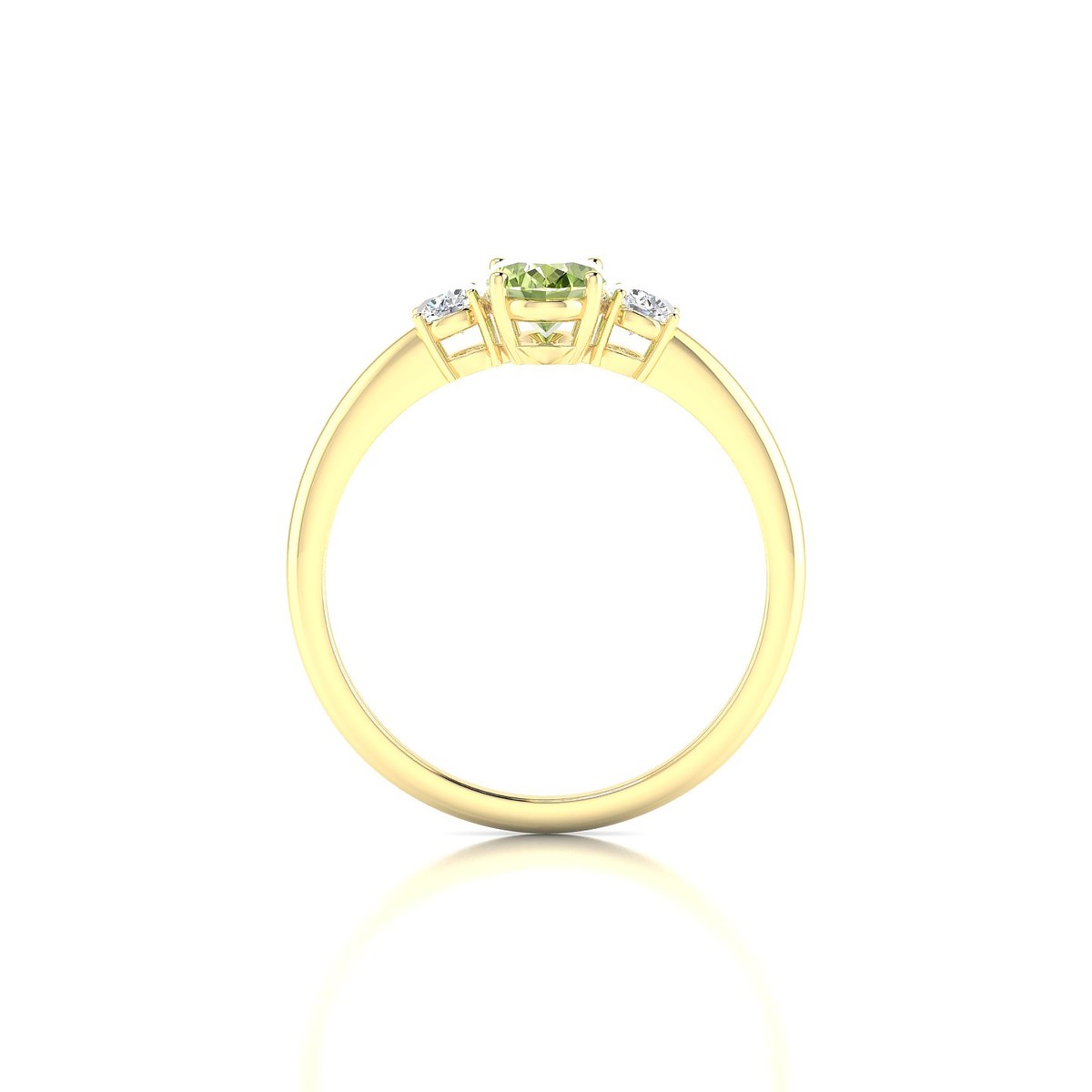 Trio | 18k Yellow Gold 7 x 5 mm Oval Peridot Ring