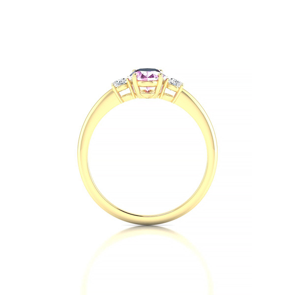 Trio | 18k Yellow Gold 7 x 5 mm Oval Pink Sapphire Ring