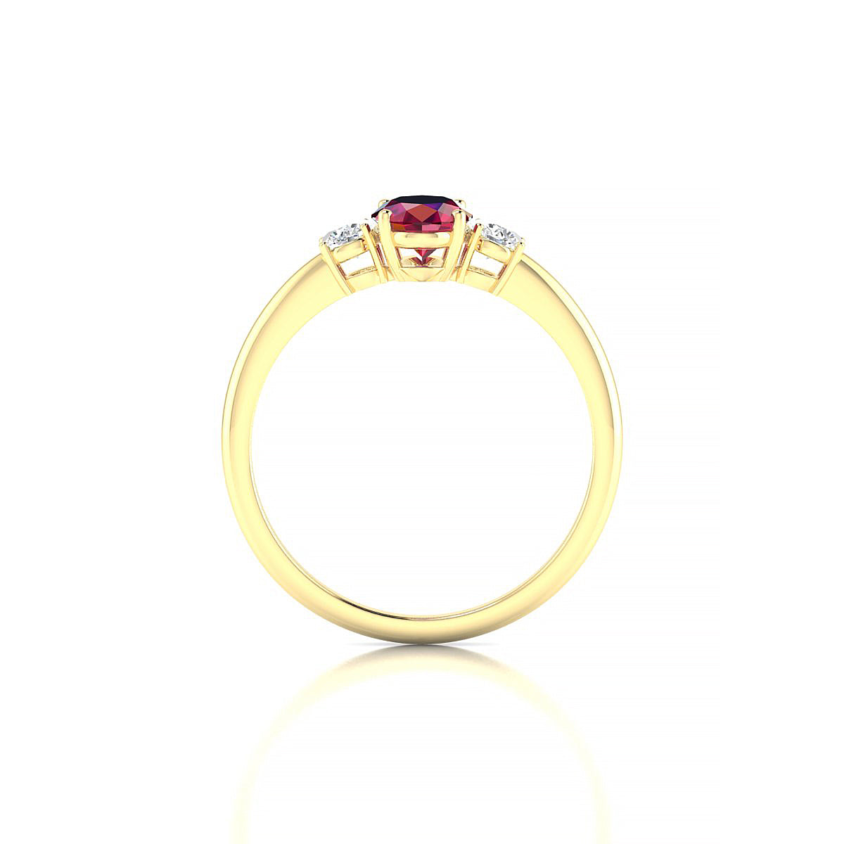 Trio | 18k Yellow Gold 7 x 5 mm Oval Ruby Ring