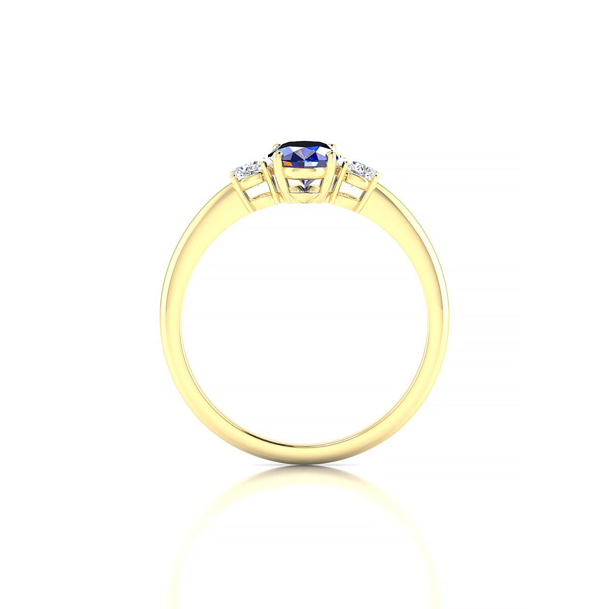Trio | 18k Yellow Gold 7 x 5 mm Oval Sapphire Ring
