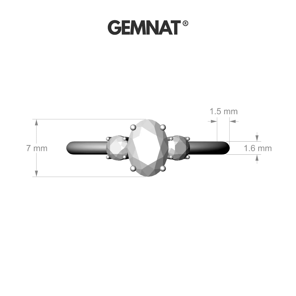 Trio | 18k White Gold 7 x 5 mm Oval Emerald Ring