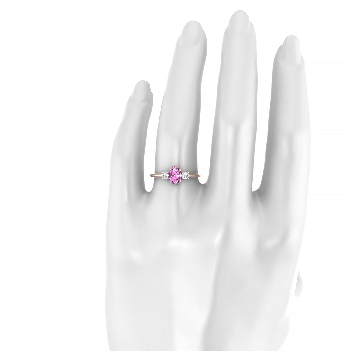 Trio | 18k Rose Gold 7 x 5 mm Oval Pink Sapphire Ring