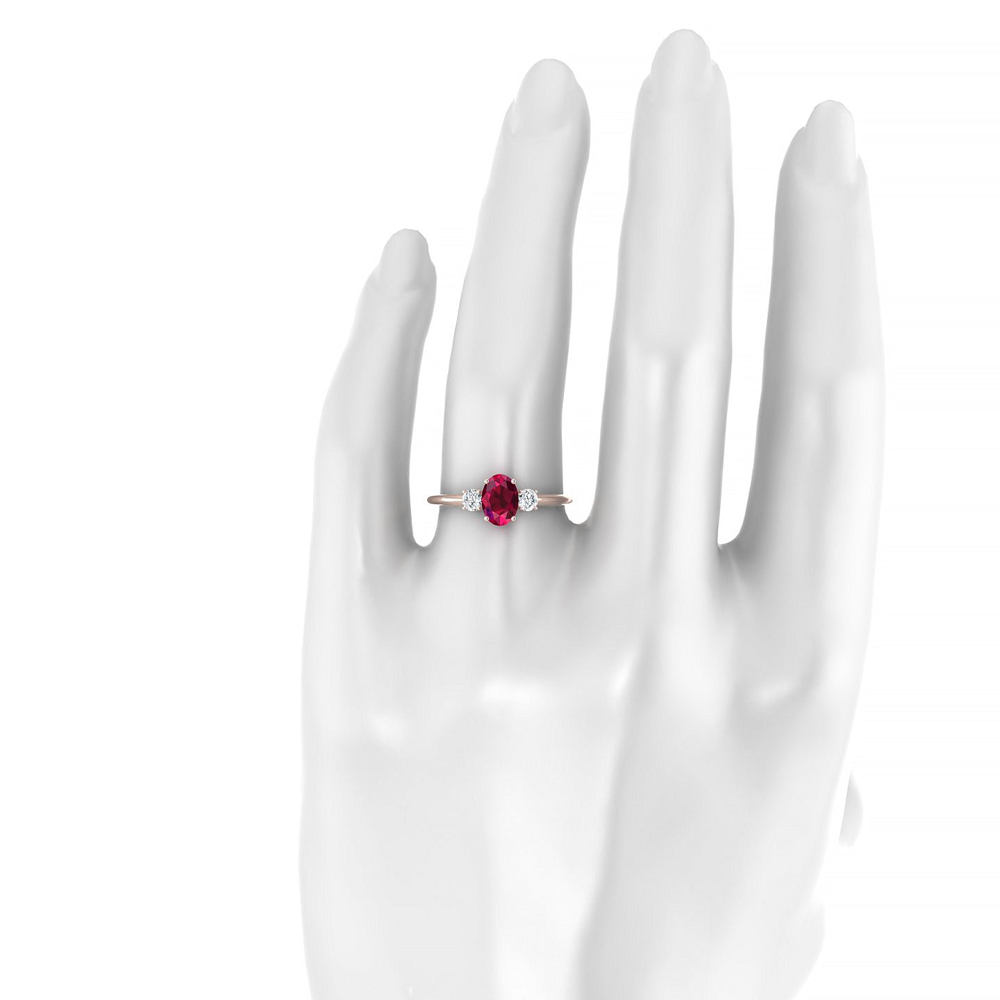 Trio | 18k Rose Gold 7 x 5 mm Oval Ruby Ring