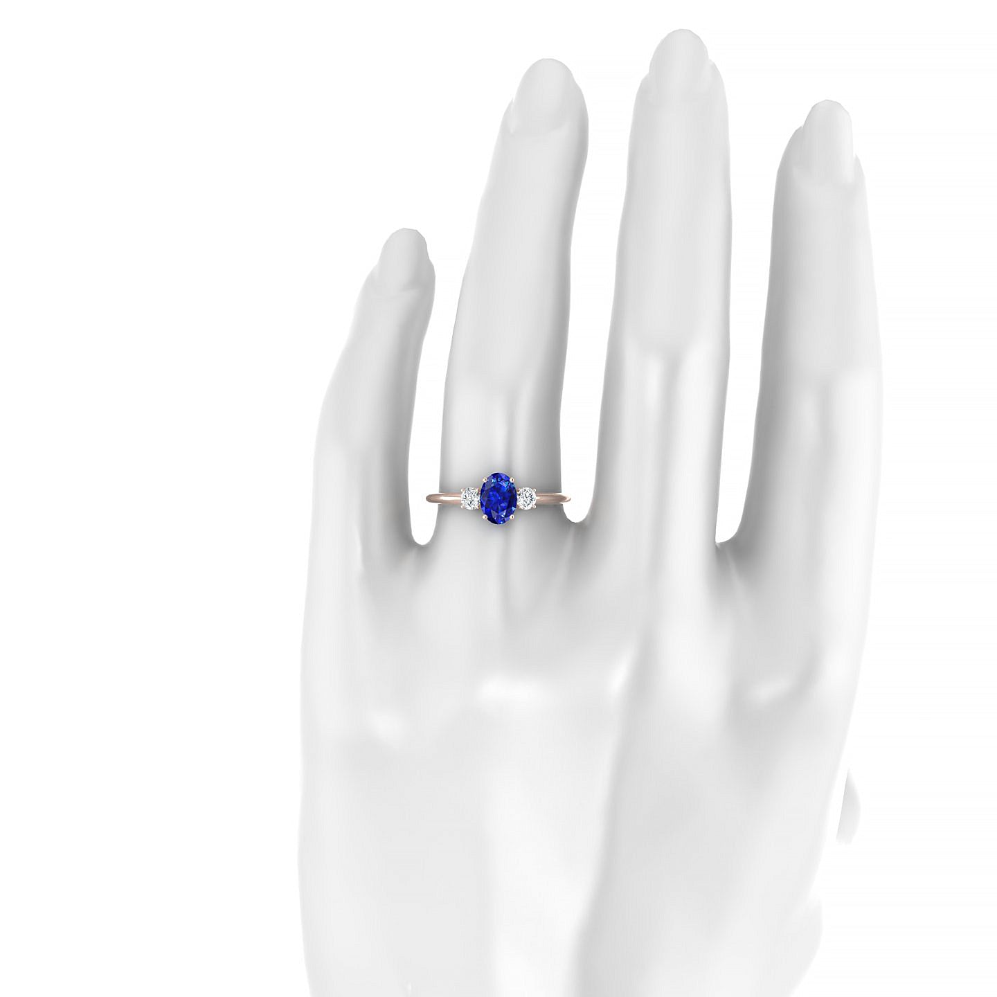 Trio | 18k Rose Gold 7 x 5 mm Oval Sapphire Ring