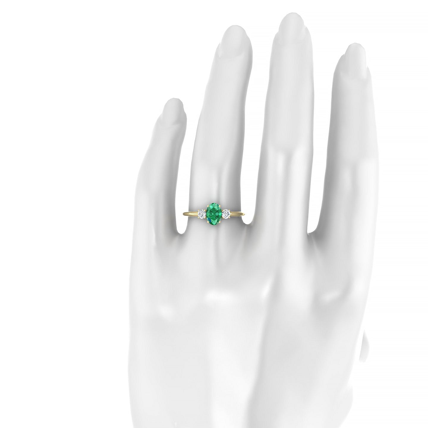 Trio | 18k Yellow Gold 7 x 5 mm Oval Emerald Ring
